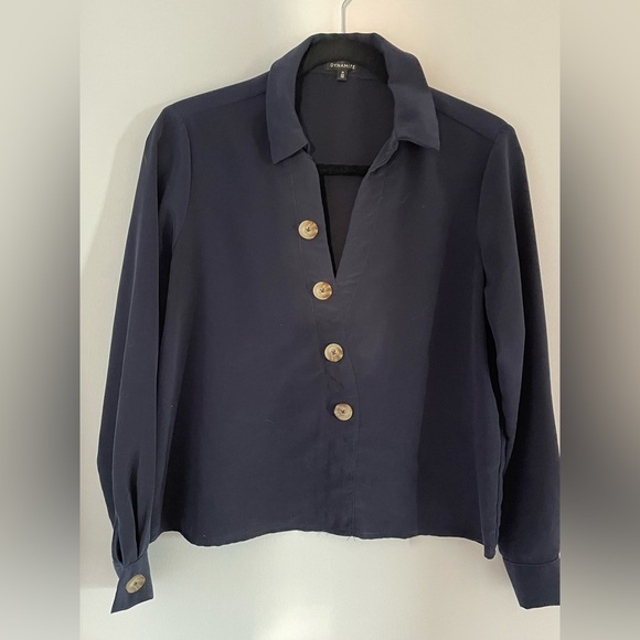 Navy blouse with button detail - Picture 1 of 4
